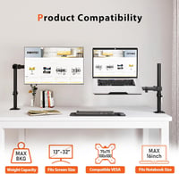 REDBAT Dupla Monitor és Laptop Állvány 13-32 colos Monitorokhoz, 8kg Terhelhetőség 4