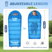 Detský múmiový spací vak REDCAMP, 3-sezónny, 100 % bavlnené vnútro – svetlomodrý – 175x65 cm 2