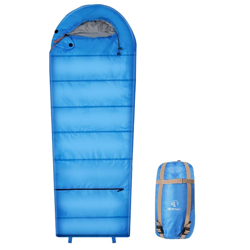 Detský múmiový spací vak REDCAMP, 3-sezónny, 100 % bavlnené vnútro – svetlomodrý – 175x65 cm