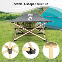 REDCAMP Összecsukható Kempingágy Párnázott Matraccal - XXL 190x71x38cm, Krémfehér, 266kg Teherbírás, Kültéri-Beltéri Vendégágy Kempingezéshe 4