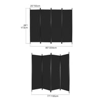 Paravan pliabil REDCAMP, 4 panouri, 205x173 cm, negru - Separator de cameră portabil din material textil pentru living, dormitor, birou, balcon, grădină, terasă 5