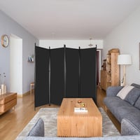 Paravan pliabil REDCAMP, 4 panouri, 205x173 cm, negru - Separator de cameră portabil din material textil pentru living, dormitor, birou, balcon, grădină, terasă 2