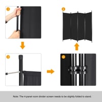 Paravan pliabil REDCAMP, 4 panouri, 205x173 cm, negru - Separator de cameră portabil din material textil pentru living, dormitor, birou, balcon, grădină, terasă 7