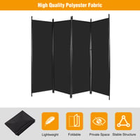 Paravan pliabil REDCAMP, 4 panouri, 205x173 cm, negru - Separator de cameră portabil din material textil pentru living, dormitor, birou, balcon, grădină, terasă 3