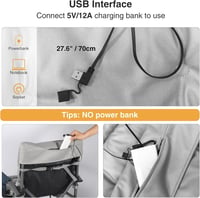 REDCAMP USB Fűthető Ülőpárna Kempingszékhez, Hordozható Melegítő Ülés Összecsukható Székekhez Kültéri Piknikhez, Sötétszürke 6