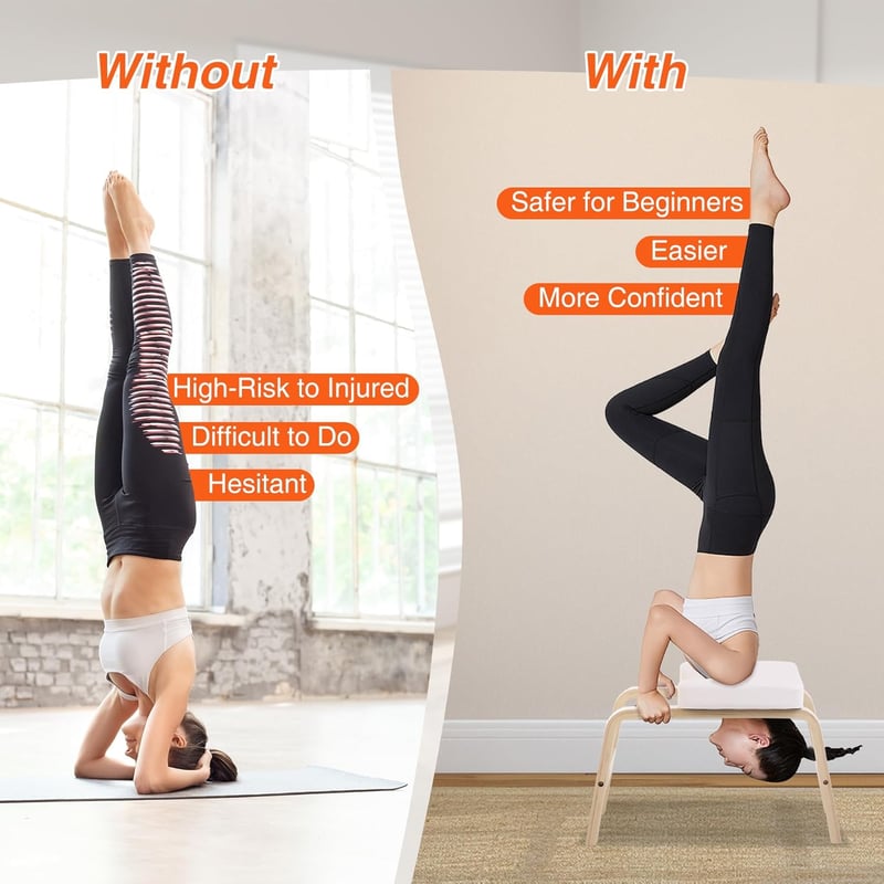 REDCAMP Yoga Fejállás Szék Fa Kerettel és PU Párnázással