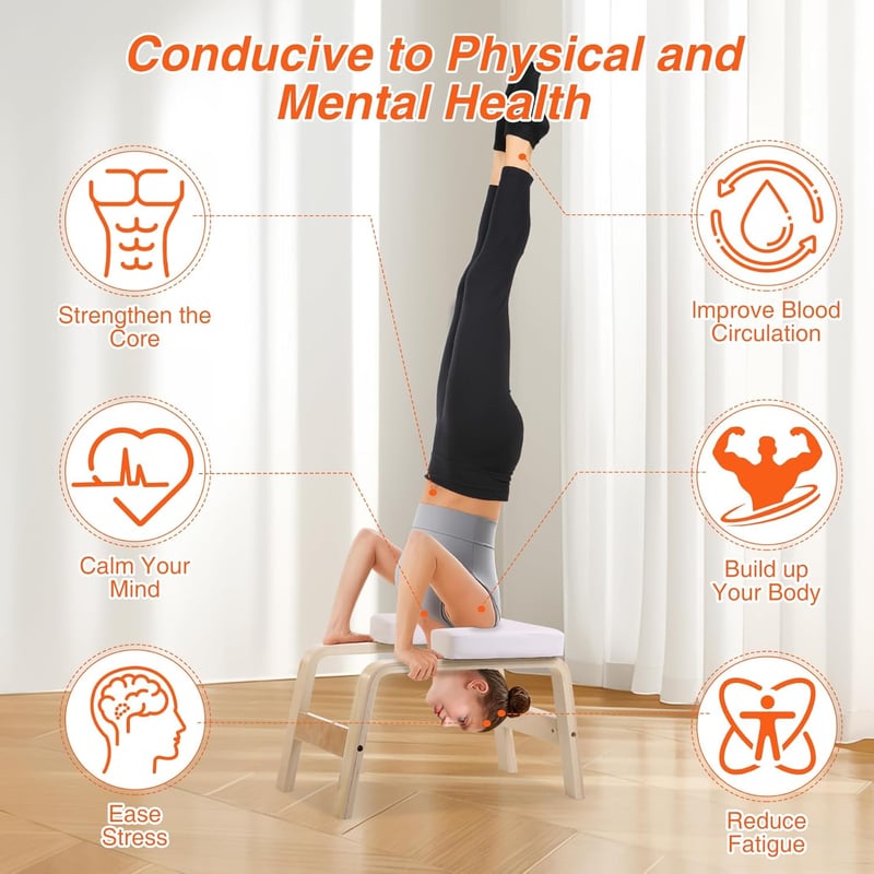 REDCAMP Yoga Fejállás Szék Fa Kerettel és PU Párnázással