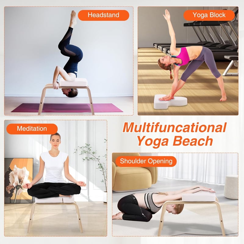 REDCAMP Yoga Fejállás Szék Fa Kerettel és PU Párnázással