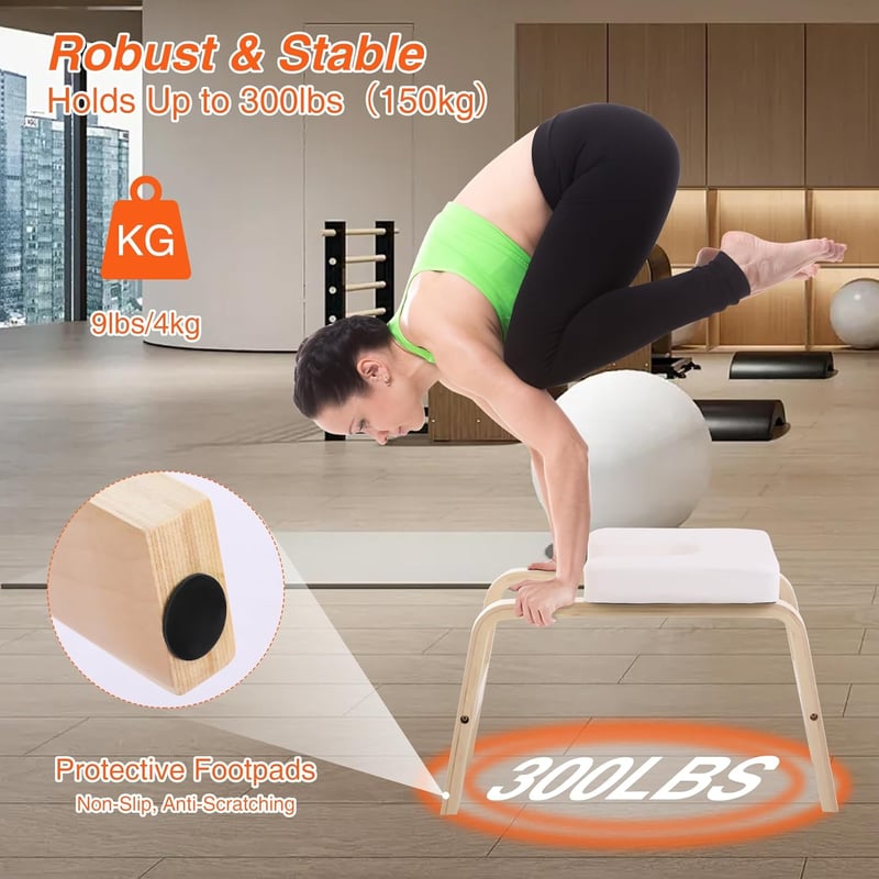 REDCAMP Yoga Fejállás Szék Fa Kerettel és PU Párnázással