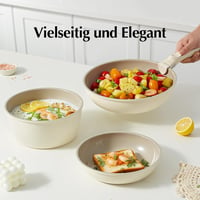 Redchef 16 részes levehető fogantyús kerámia edénykészlet - takarékos tárolás, 20/26 cm serpenyő, 26 cm wok, 18/20 cm fazék, minden tűzhelyt 7