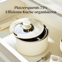 Set de oale Redchef din 5 piese, oțel inoxidabil, cu mâner detașabil, 16/18/20 cm, fără strat antiaderent, capac cu închidere 3 în 1, pentru inducție, rezistent la cuptor 2