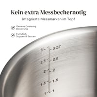 Set de oale Redchef din 5 piese, oțel inoxidabil, cu mâner detașabil, 16/18/20 cm, fără strat antiaderent, capac cu închidere 3 în 1, pentru inducție, rezistent la cuptor 5