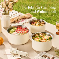Set de oale Redchef din 5 piese, oțel inoxidabil, cu mâner detașabil, 16/18/20 cm, fără strat antiaderent, capac cu închidere 3 în 1, pentru inducție, rezistent la cuptor 8