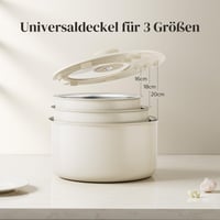 Set de oale Redchef din 5 piese, oțel inoxidabil, cu mâner detașabil, 16/18/20 cm, fără strat antiaderent, capac cu închidere 3 în 1, pentru inducție, rezistent la cuptor 3