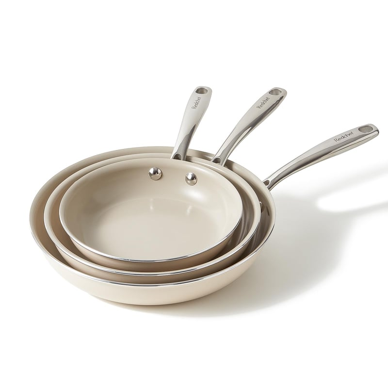 Set de tigăi antiaderente cu înveliș ceramic Redchef 20/24/28 cm, inducție, fără PTFE/PFAS/PFOA - bej