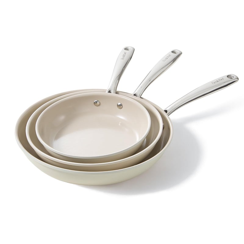 Set de tigăi ceramice antiaderente Redchef, 20/24/28 cm, pentru inducție, fără PTFE/PFAS/PFOA - bej