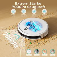 Robotický vysávač Redkey E6 so sacím výkonom 7000 Pa, dynamickou navigáciou, výdržou batérie 170 minút, s nabíjacou stanicou, diaľkovým ovládaním a aplikáciou, vhodný na zvieracie chlpy, koberce a tvrdé podlahy 3