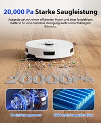 Robotický vysávač Redkey R11 s funkciou mopovania, sací výkon 20 000 Pa, 4l vyprázdňovacia stanica, LiDAR navigácia, na koberce a zvieracie chlpy, ovládanie cez aplikáciu 2