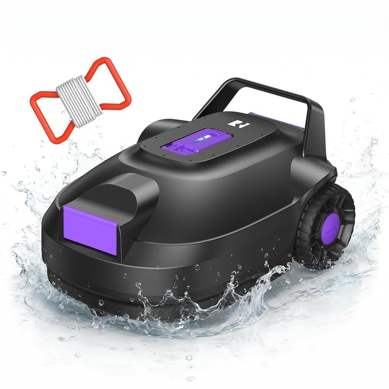 Redkey S200 Bežični robotski usisavač za bazene, vrijeme rada 180 minuta, dvostruki motor, dvostruka snaga usisavanja, automatsko parkiranje, za bazene s ravnim dnom, maks. 100 m²