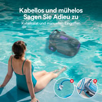Redkey S200 Bežični robotski usisavač za bazene, vrijeme rada 180 minuta, dvostruki motor, dvostruka snaga usisavanja, automatsko parkiranje, za bazene s ravnim dnom, maks. 100 m² 3