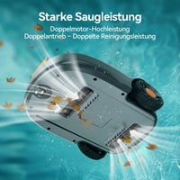 Robotický bazénový vysávač Redkey S200, bezdrôtový, výdrž batérie 180 minút, duálny motor, dvojnásobný sací výkon, automatické parkovanie, do 100 m², oranžový 5