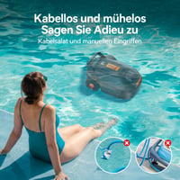 Robotický bazénový vysávač Redkey S200, bezdrôtový, výdrž batérie 180 minút, duálny motor, dvojnásobný sací výkon, automatické parkovanie, do 100 m², oranžový 3