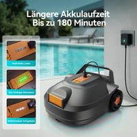 Robotický bazénový vysávač Redkey S200, bezdrôtový, výdrž batérie 180 minút, duálny motor, dvojnásobný sací výkon, automatické parkovanie, do 100 m², oranžový 9