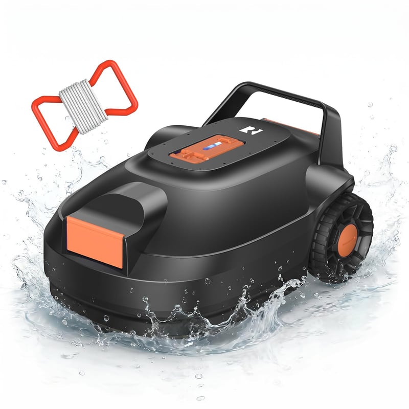 Robotický bazénový vysávač Redkey S200, bezdrôtový, výdrž batérie 180 minút, duálny motor, dvojnásobný sací výkon, automatické parkovanie, do 100 m², oranžový