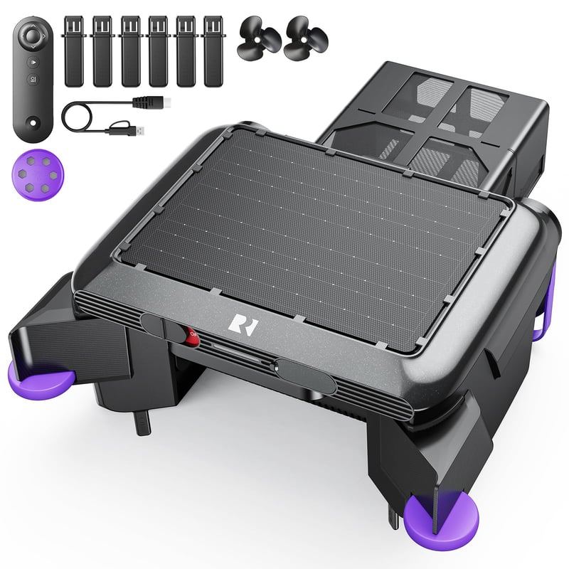 Robot pentru curățarea suprafeței piscinei cu energie solară Redkey S500, curățare 24/7, motor dublu, sistem de încărcare dublu, detectare inteligentă a obstacolelor, sistem de filtrare 200µm