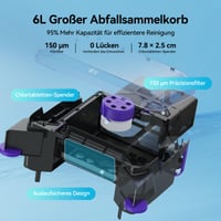 Robot pentru curățarea suprafeței piscinei cu energie solară Redkey S500, curățare 24/7, motor dublu, sistem de încărcare dublu, detectare inteligentă a obstacolelor, sistem de filtrare 200µm 4