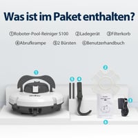 Akumulátorový robotický čistič bazénov Redkey Upgrade S100, výdrž batérie 200 minút, max. stúpanie 18°, automatické parkovanie, bezdrôtový, pre ploché bazény 9