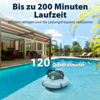 Akumulátorový robotický čistič bazénov Redkey Upgrade S100, výdrž batérie 200 minút, max. stúpanie 18°, automatické parkovanie, bezdrôtový, pre ploché bazény 4