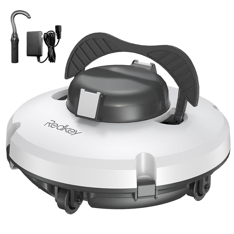 Akumulátorový robotický čistič bazénov Redkey Upgrade S100, výdrž batérie 200 minút, max. stúpanie 18°, automatické parkovanie, bezdrôtový, pre ploché bazény