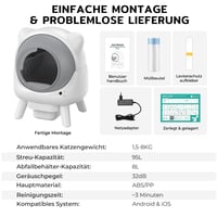 Redkey X1 Öntisztító Elektromos Macska WC 95L, Automatikus Macskatoalett, Szagtalanítás, App Vezérlés, Nagy Kapacitás, Minden Alom Típushoz, Fehér 9