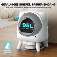 Redkey X1 Öntisztító Elektromos Macska WC 95L, Automatikus Macskatoalett, Szagtalanítás, App Vezérlés, Nagy Kapacitás, Minden Alom Típushoz, Fehér 2