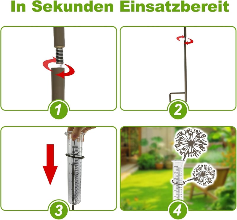 REDKNOT 2db Esőmérő Üveg Kerthez 100cm Rúddal Skálával Dekoratív Kerti Esőmérő