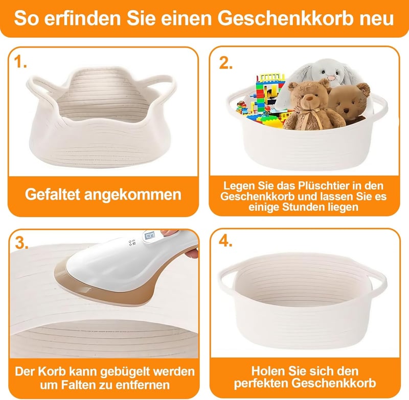 REDKNOT 30 cm Fonott Ajándékkosár Üres Raffia Kosár Üdvözlőkártyával