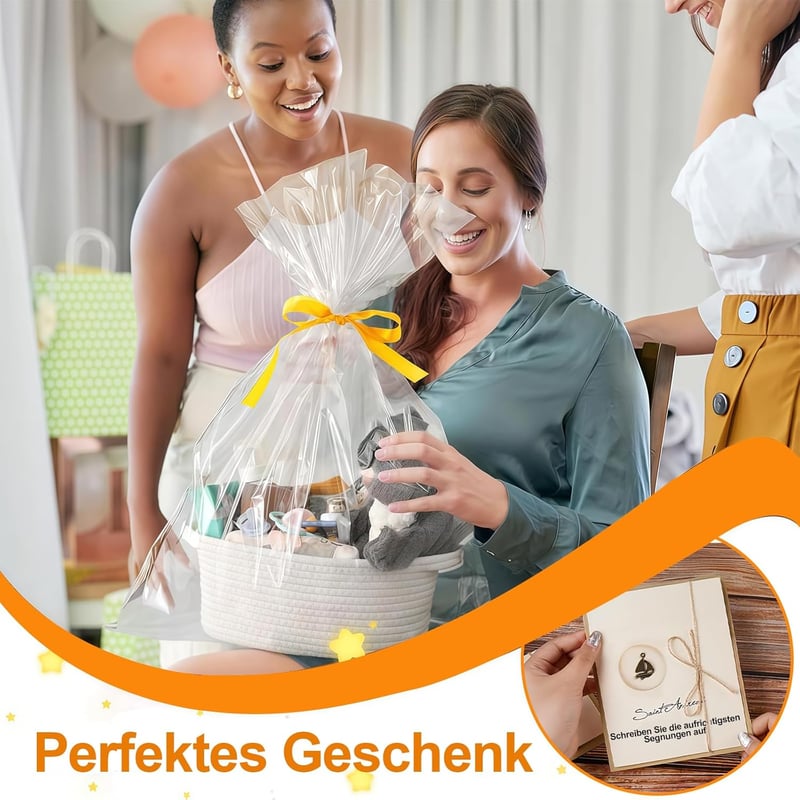 REDKNOT 30 cm Fonott Ajándékkosár Üres Raffia Kosár Üdvözlőkártyával