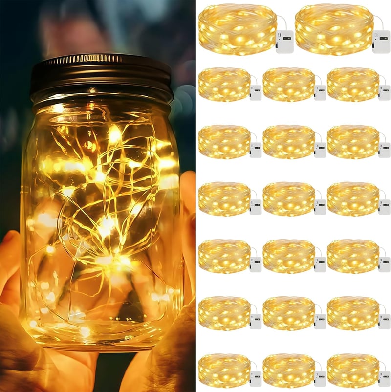 REDKNOT 30 LED Mikro Tündérfény Meleg Fehér 2m Elemmel Működő Dekoráció