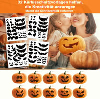 REDKNOT Halloween Tökfaragó Készlet 7 Részes LED Világítással és Sablonokkal 4