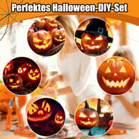 REDKNOT Halloween Tökfaragó Készlet 7 Részes LED Világítással és Sablonokkal 7