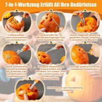 REDKNOT Halloween Tökfaragó Készlet 7 Részes LED Világítással és Sablonokkal 5