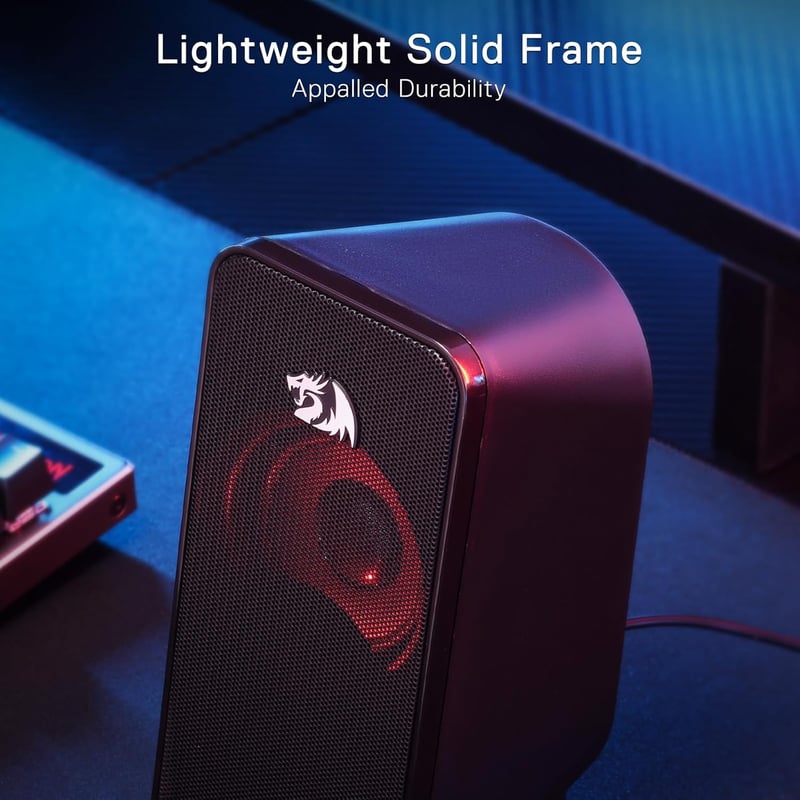 Redragon GS500 Stentor Gamer Hangszóró, 2.0 Csatornás Sztereó PC Hangfal Piros Háttérvilágítással, Kiváló Basszus és Kristálytiszta Hangzás,
