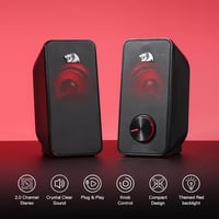 Redragon GS500 Stentor Gamer Hangszóró, 2.0 Csatornás Sztereó PC Hangfal Piros Háttérvilágítással, Kiváló Basszus és Kristálytiszta Hangzás, 3