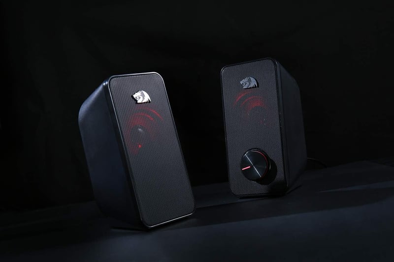 Redragon GS500 Stentor Gamer Hangszóró, 2.0 Csatornás Sztereó PC Hangfal Piros Háttérvilágítással, Kiváló Basszus és Kristálytiszta Hangzás,
