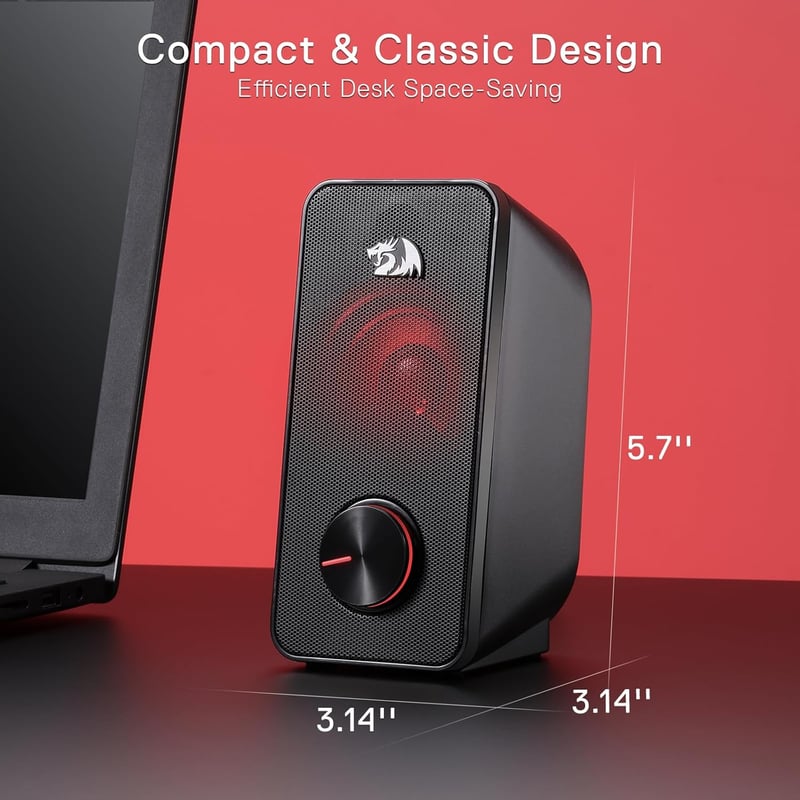 Redragon GS500 Stentor Gamer Hangszóró, 2.0 Csatornás Sztereó PC Hangfal Piros Háttérvilágítással, Kiváló Basszus és Kristálytiszta Hangzás,