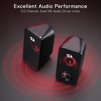 Redragon GS500 Stentor Gamer Hangszóró, 2.0 Csatornás Sztereó PC Hangfal Piros Háttérvilágítással, Kiváló Basszus és Kristálytiszta Hangzás, 4