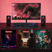 Redragon GS500 Stentor Gamer Hangszóró, 2.0 Csatornás Sztereó PC Hangfal Piros Háttérvilágítással, Kiváló Basszus és Kristálytiszta Hangzás, 9