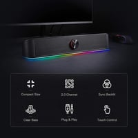 Redragon GS560 Adiemus RGB Asztali Soundbar - 2.0 Csatornás PC Hangszóró Zenével Szinkronizált Fényhatással, Érintésvezérléssel, USB Csatlak 6