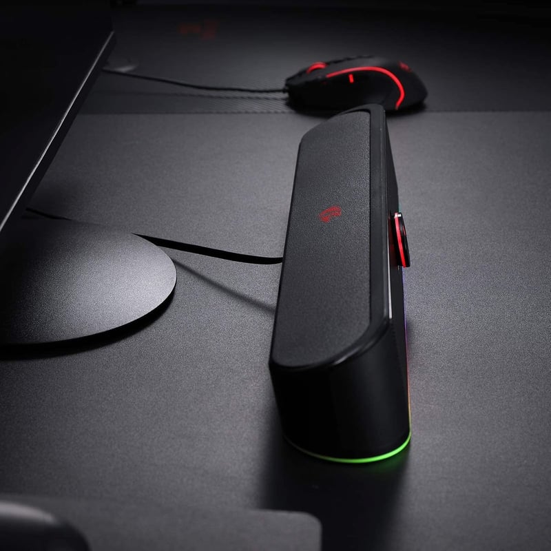 Redragon GS560 Adiemus RGB Asztali Soundbar - 2.0 Csatornás PC Hangszóró Zenével Szinkronizált Fényhatással, Érintésvezérléssel, USB Csatlak